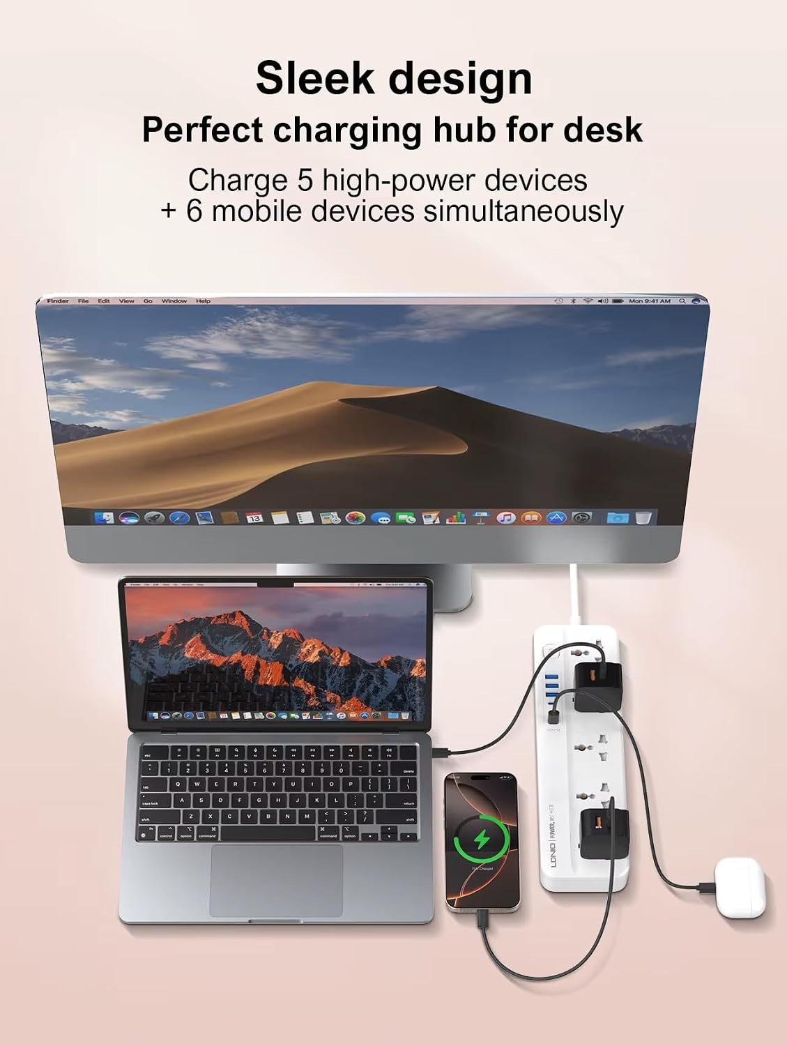 LDNIO SC5614 5Outlet + 6USB Power Strip (White)