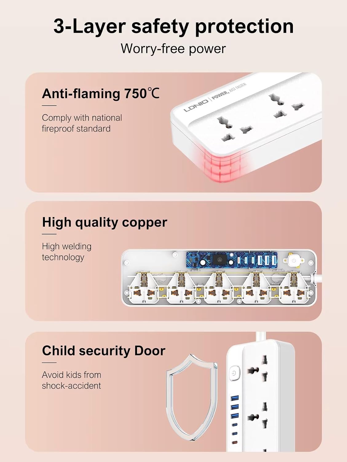 LDNIO SC5614 5Outlet + 6USB Power Strip (White)