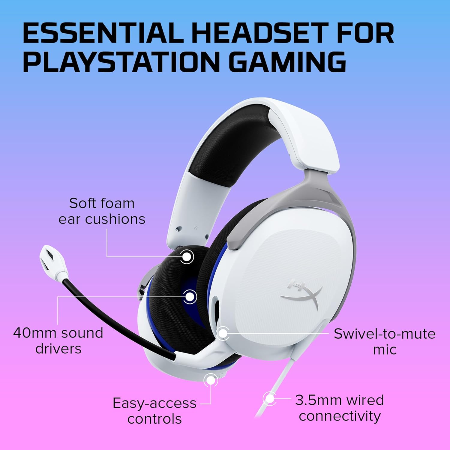 HyperX Cloud Stinger 2 Core Gaming Headsets PS White