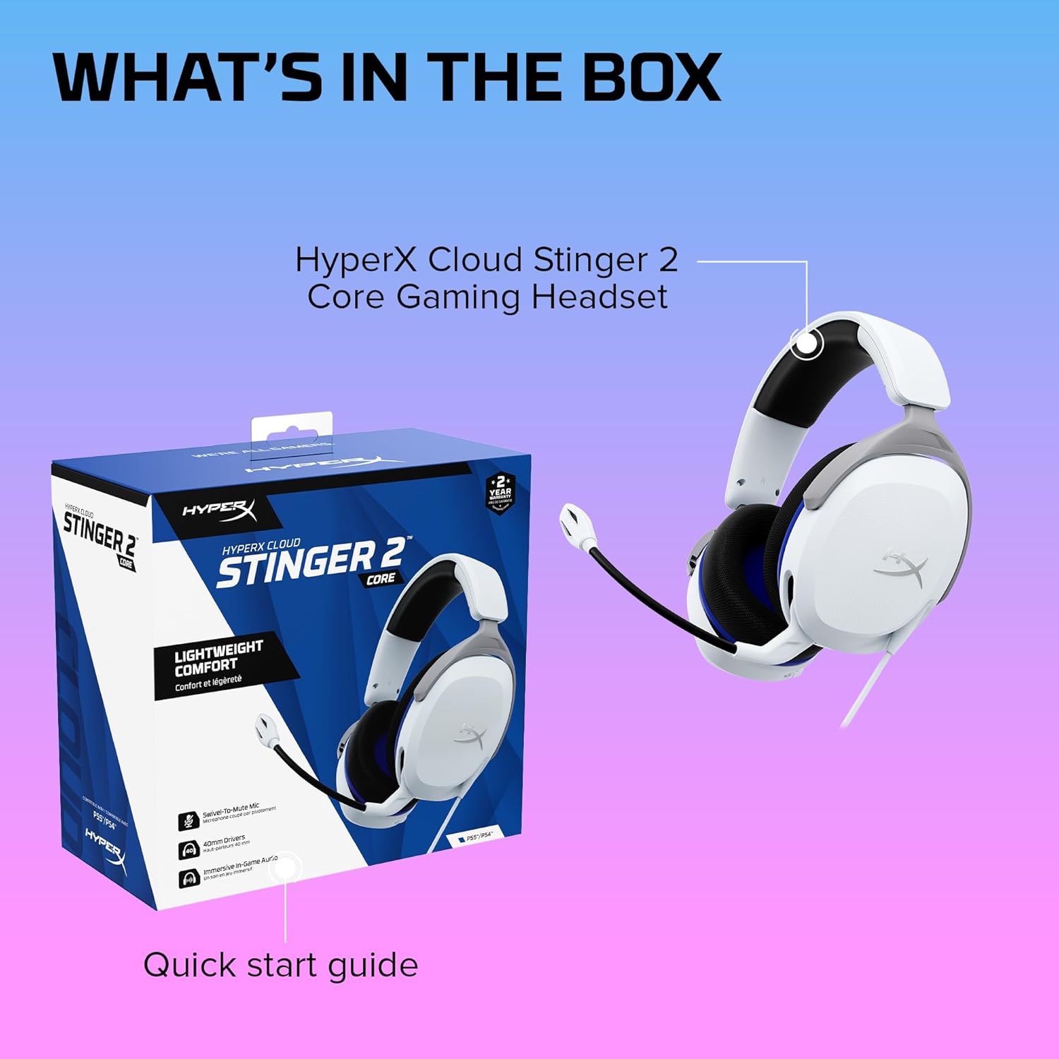 HyperX Cloud Stinger 2 Core Gaming Headsets PS White