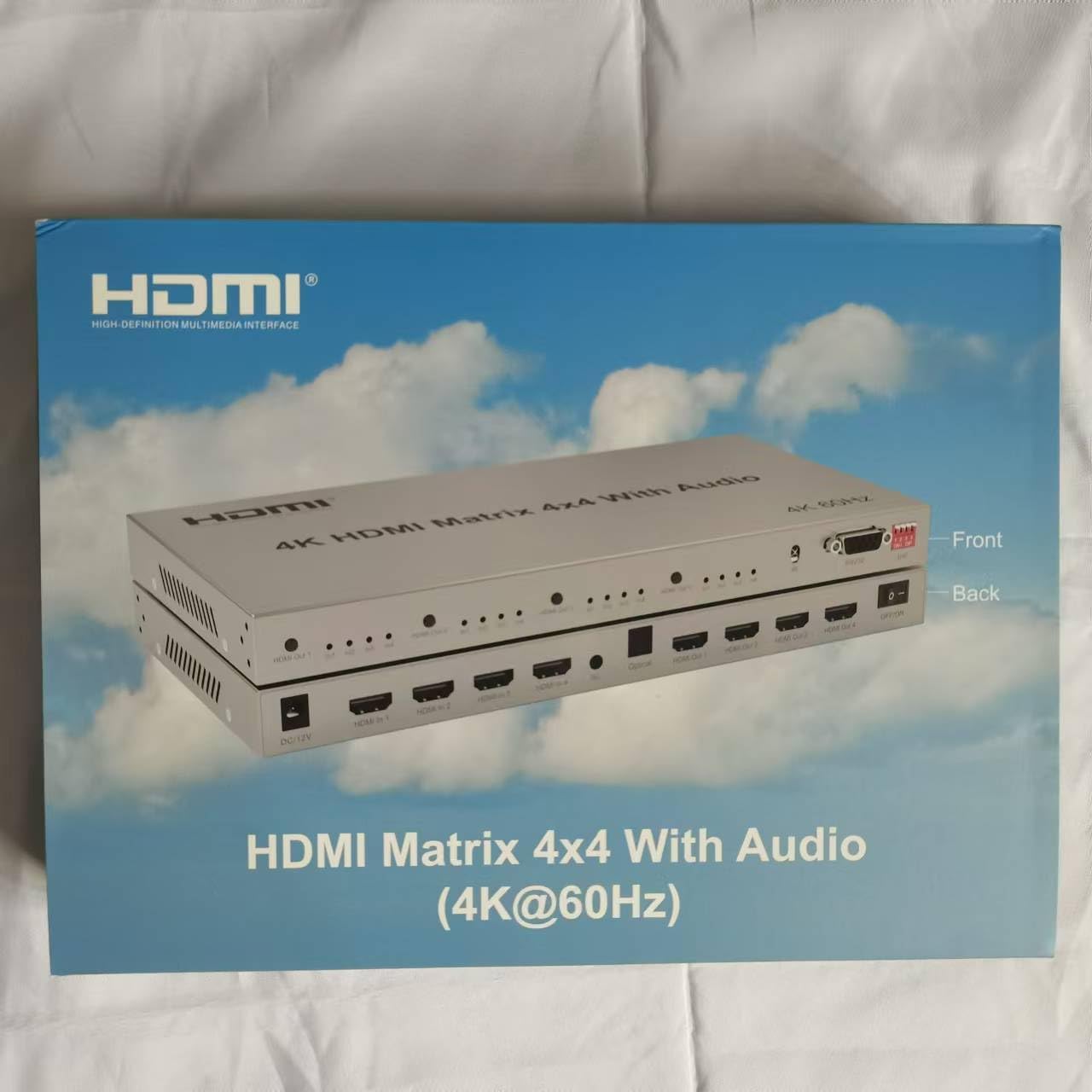 HDMI Matrix 4x4 Switch 4K@60Hz with Audio Extractor and HDMI 2.0 Matrix Switcher Splitter 4 in 4 Out Selector Supporting HDR plus HDCP 2.2 and EDID Control - Black