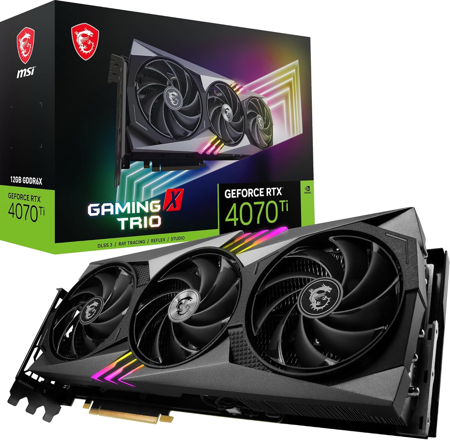 MSI GeForce RTX 4070 Ti Gaming X Trio 12GB GDDR6X Graphics Card TRI FROZR 3 Thermal Design TORX Fan 5.0 RGB Mystic Light Gaming GPU