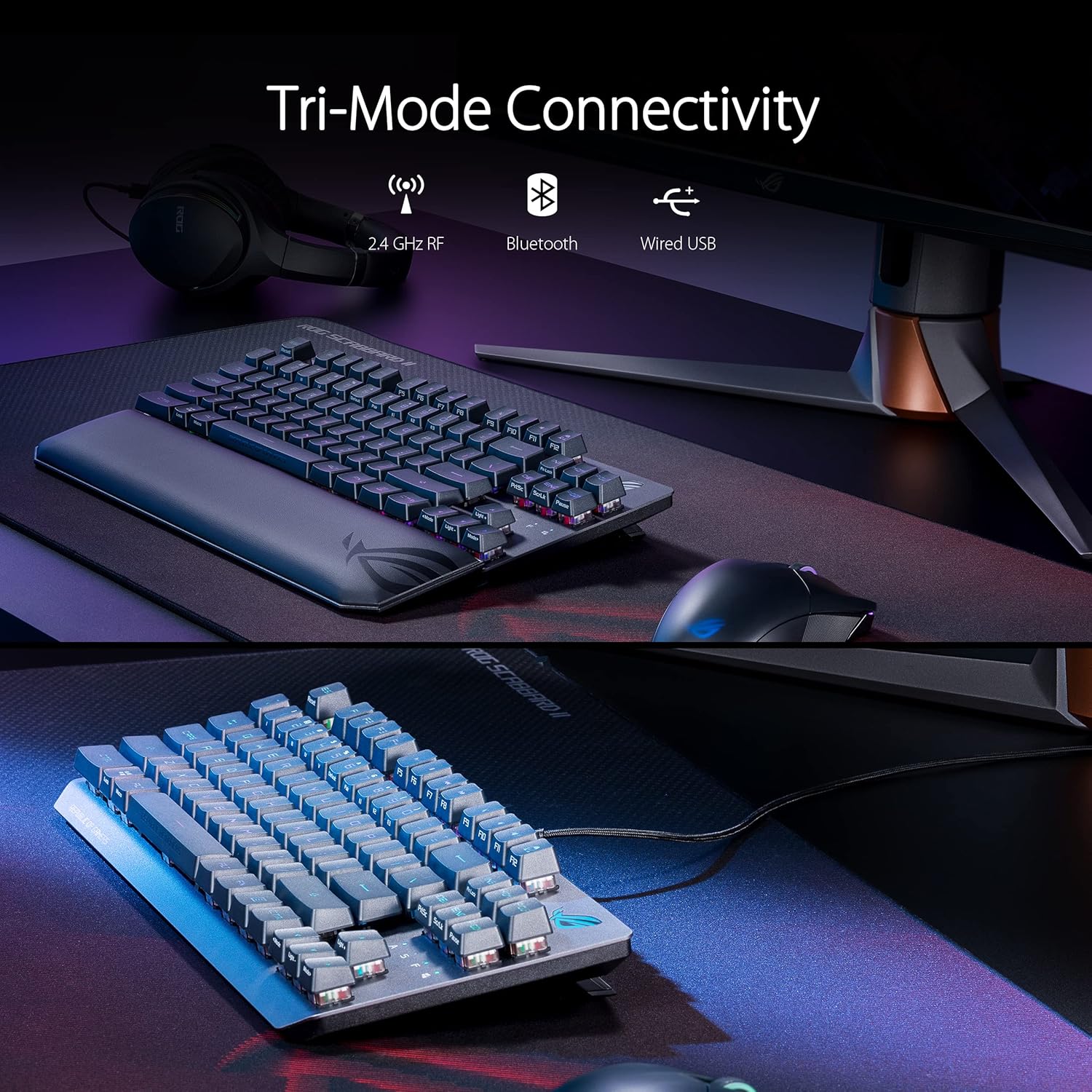 ASUS ROG Strix Scope RX TKL Wireless Deluxe, 80% Gaming Keyboard, Tri-Mode connectivity (2.4GHz RF,