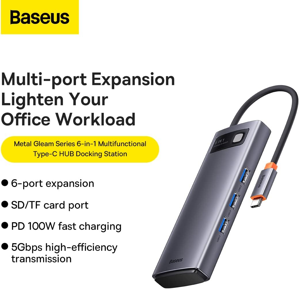 Baseus 6-in-1 Type-C Hub Docking Station
