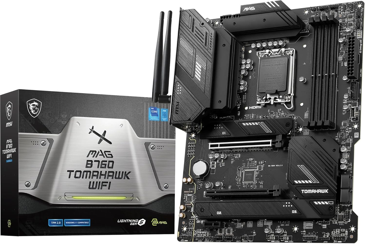 MSI MAG B760 TOMAHAWK WIFI DDR4 LGA1700 ATX Motherboard, Intel B760 Chipset, 4x DDR4, 128GB Max Memo