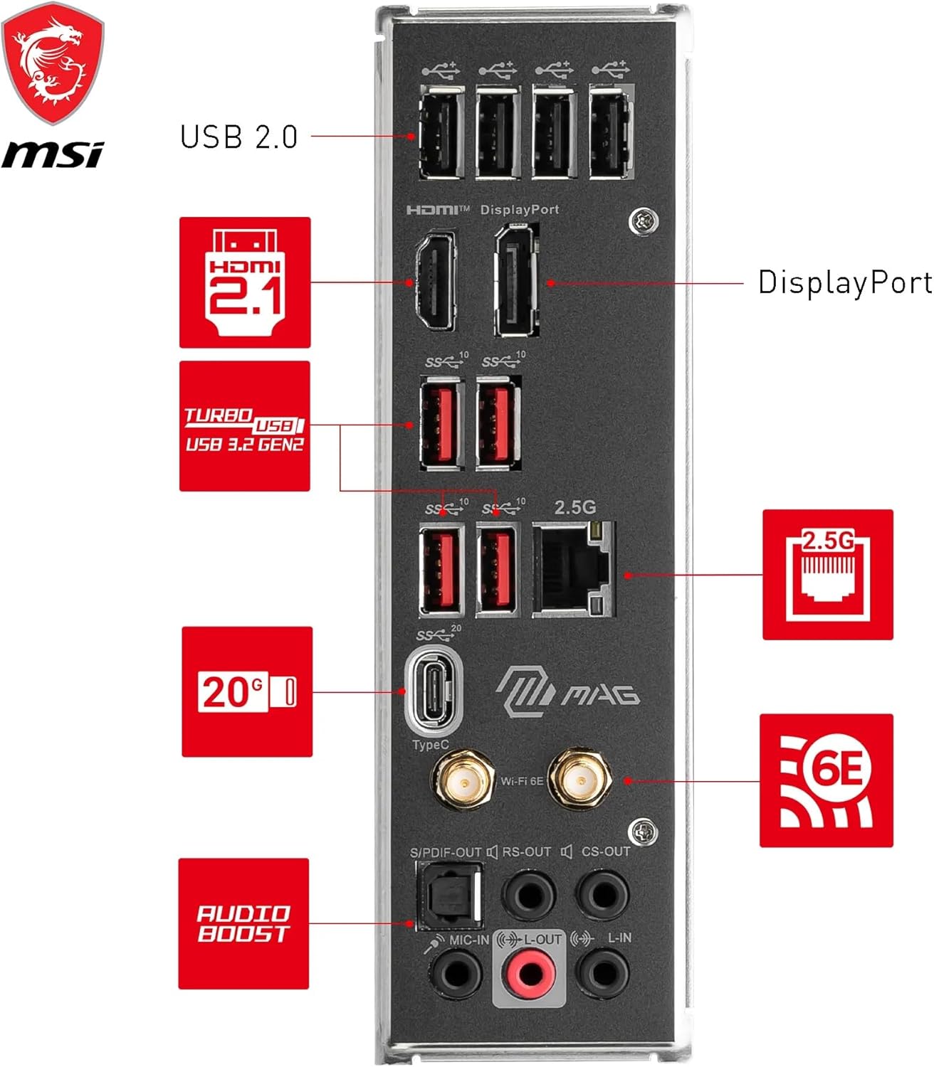 MSI MAG B760 TOMAHAWK WIFI DDR4 LGA1700 ATX Motherboard, Intel B760 Chipset, 4x DDR4, 128GB Max Memo