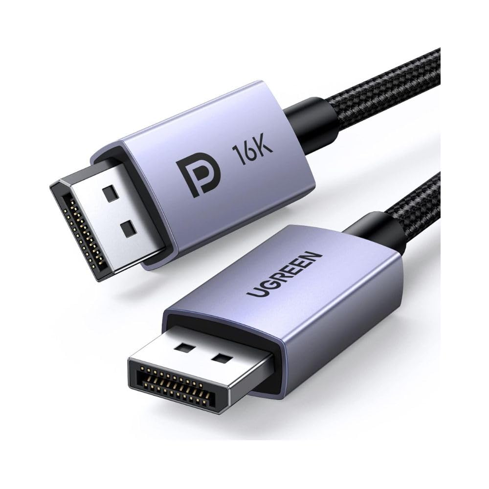 UGREEN DisplayPort 2.0 Cable 1 Meter Nylon Braided Extreme Gaming Wire 16K@60Hz 8K@120Hz 4K@240Hz/144Hz/165Hz Visuals 80Gbps HDR ARC Support G-Sync Free-Sync Monitor PC Graphics Card