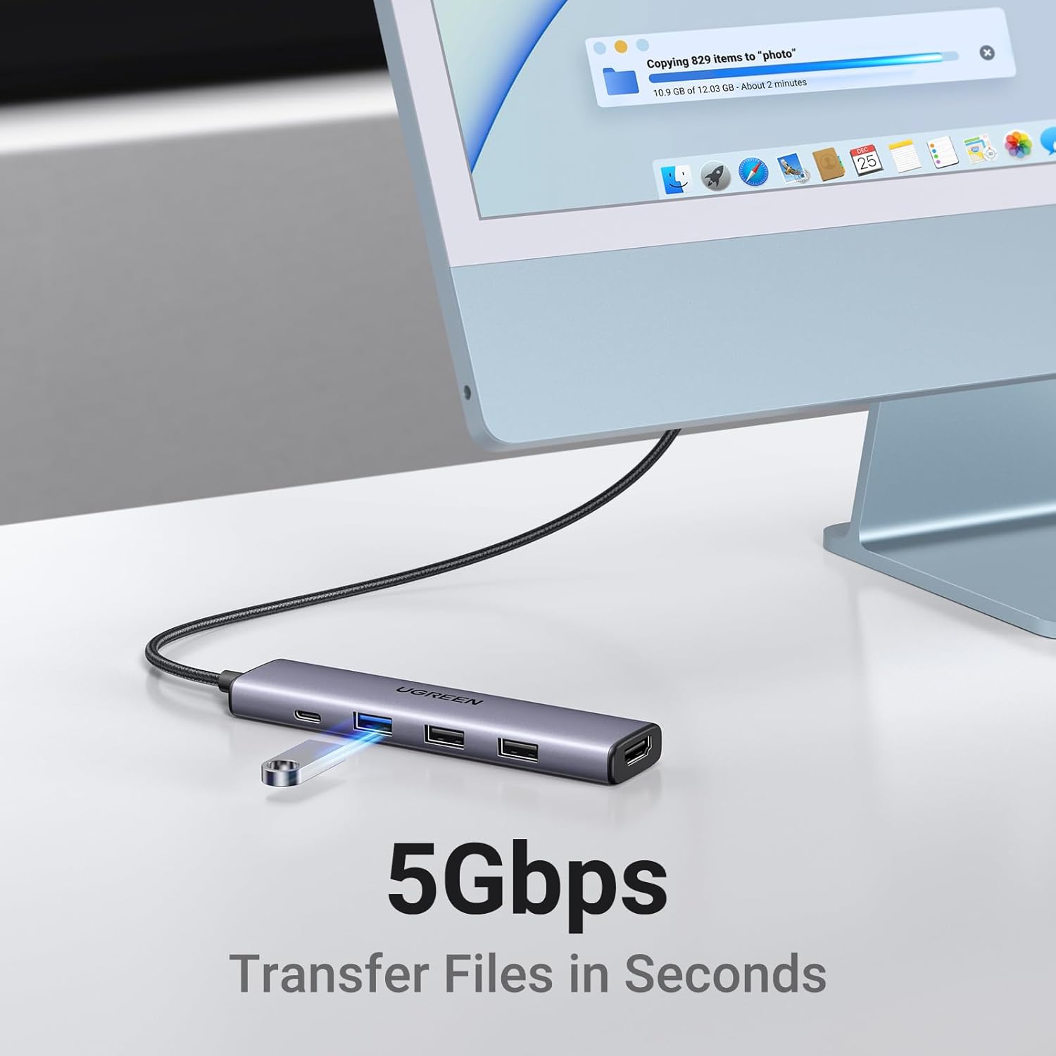 UGREEN Revodok 5-in-1 USB C Hub with 4K HDMI plus 100W Power Delivery and 3 USB-A Data Ports Multiport Type C Hub Docking Station Adapter for MacBook Pro Air and Laptop PC