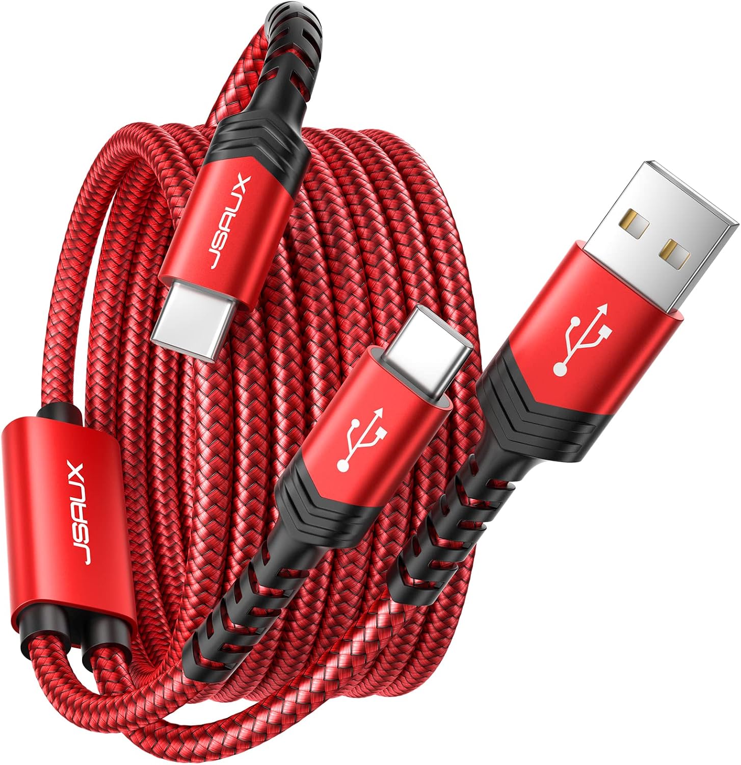 JSAUX 6.6FT 60W USB-C Cable 2-in-1 Fast Charging