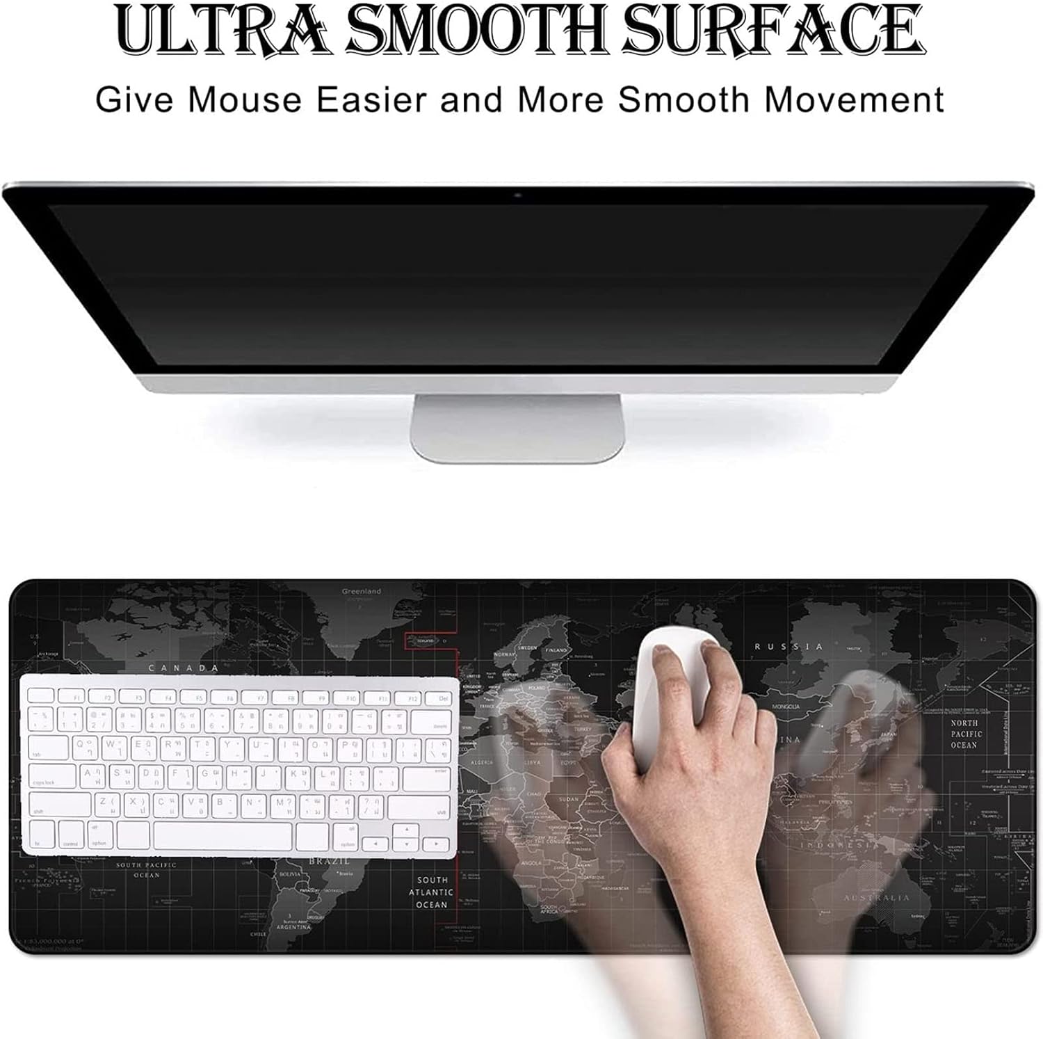 World Map Extended Gaming Mouse Pad