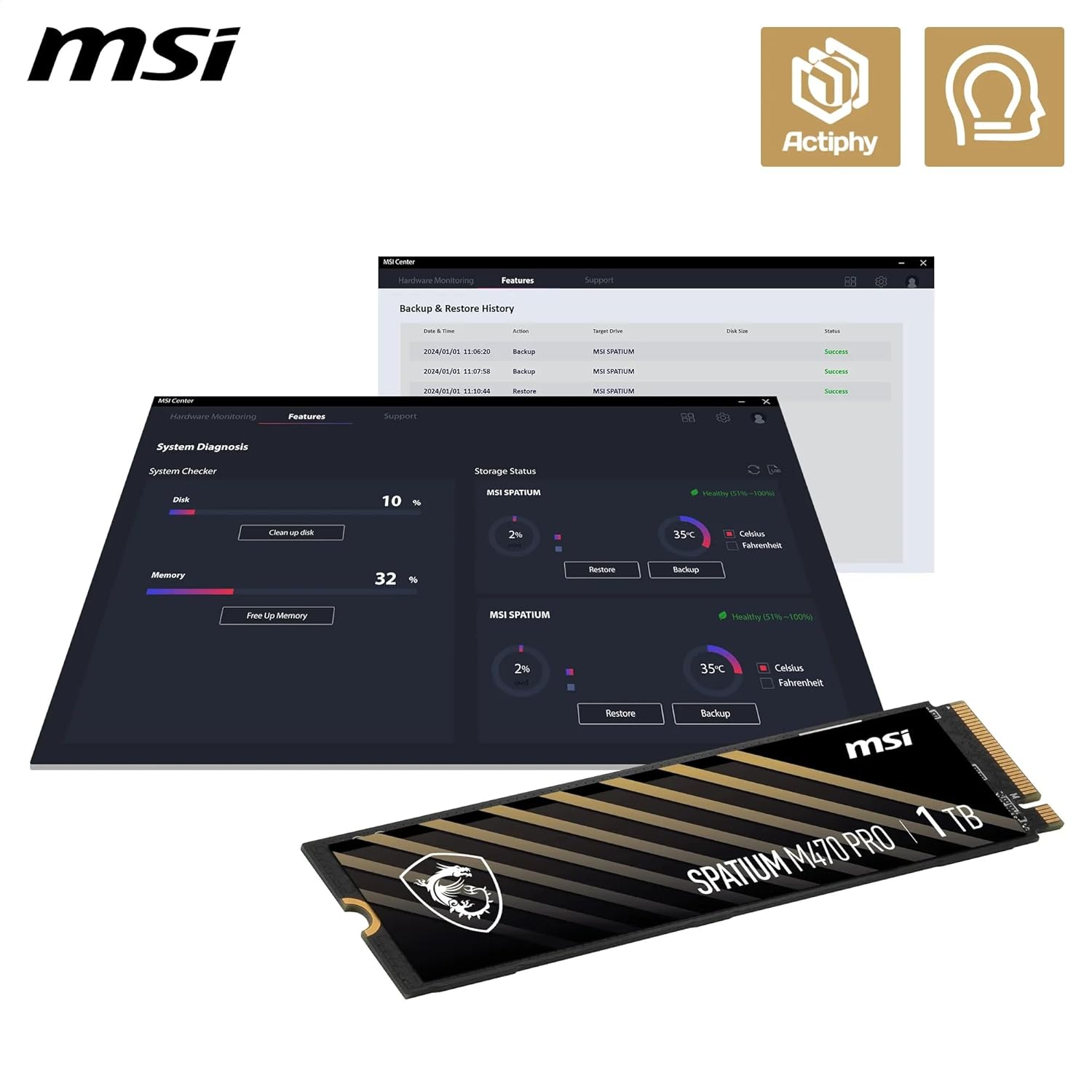 MSI SPATIUM M470 Pro PCIe 4.0 NVMe M.2 1TB