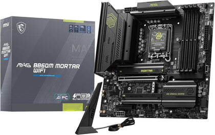 MSI MAG B860M MORTAR WIFI mATX Motherboard: LGA 1851 CPU Socket, Intel B860 Chipset, Thunderbolt 4