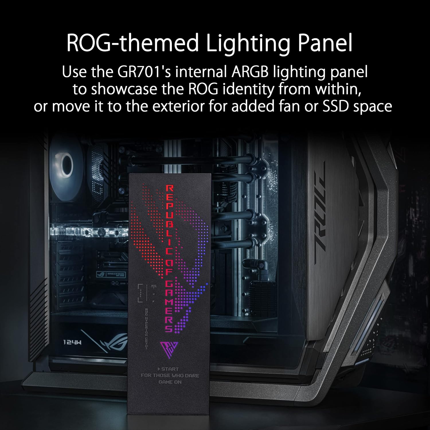 ASUS ROG Hyperion GR701 E-ATX computer case, 420 mm dual radiator support, four 140 mm fans, metal G