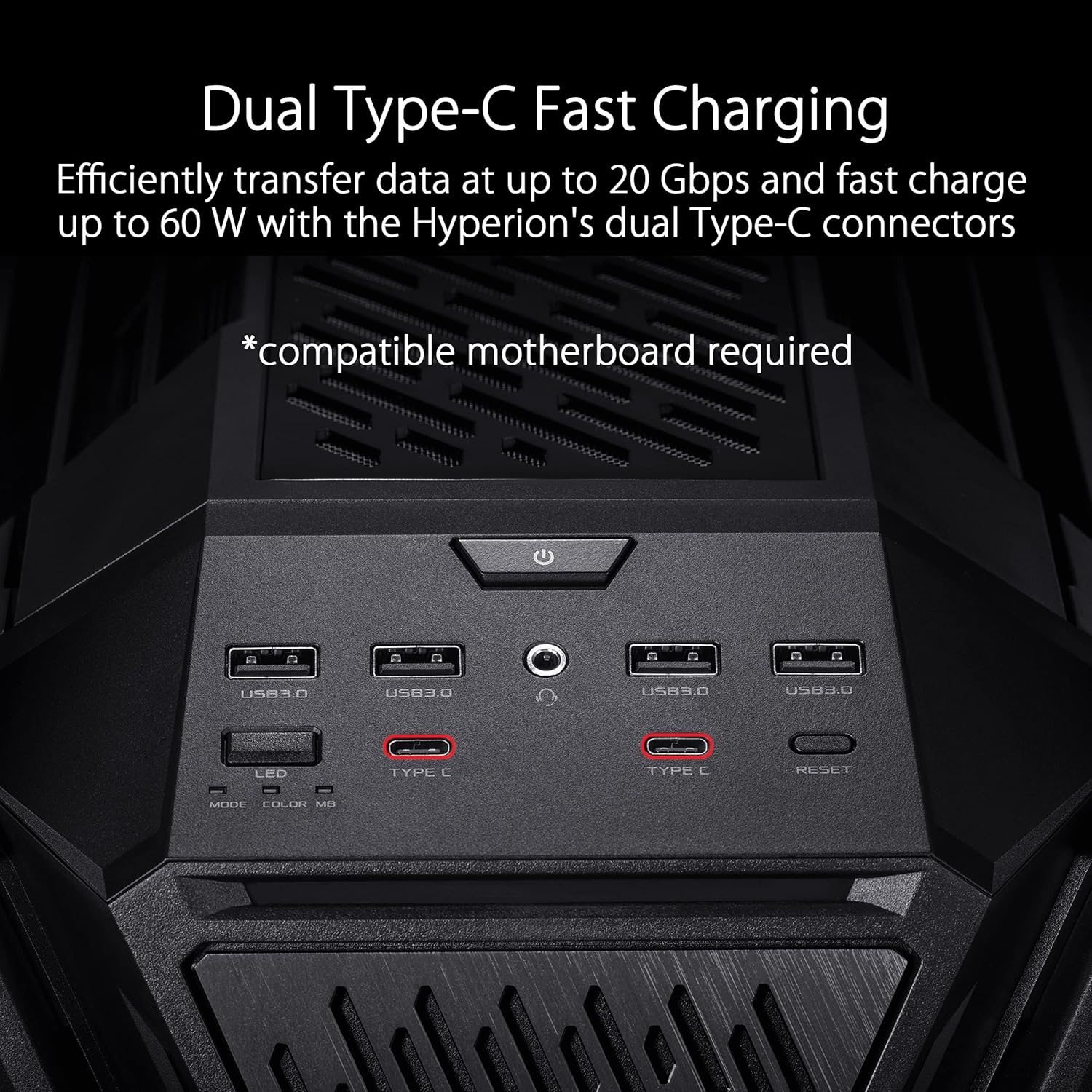 ASUS ROG Hyperion GR701 E-ATX computer case, 420 mm dual radiator support, four 140 mm fans, metal G