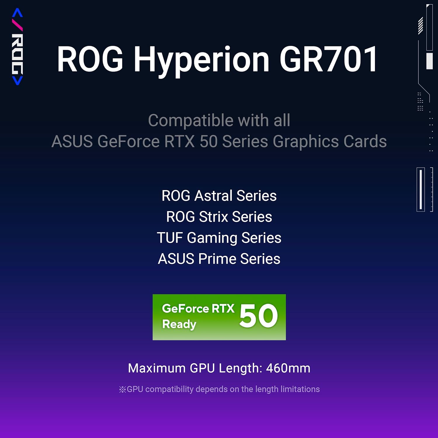 ASUS ROG Hyperion GR701 E-ATX computer case, 420 mm dual radiator support, four 140 mm fans, metal G