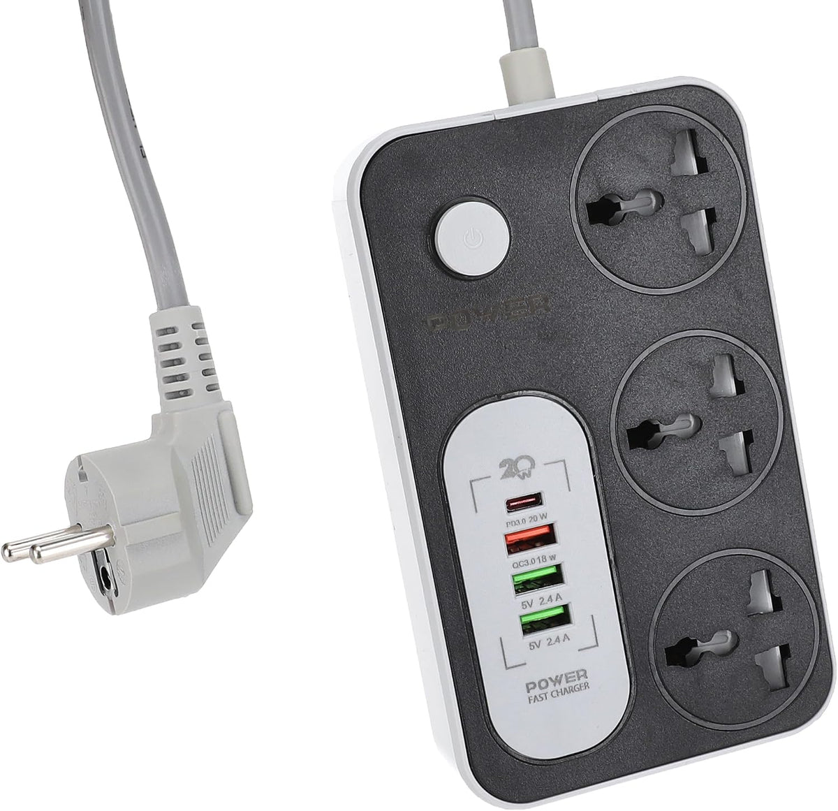 G-Power WS343 220V Power Strip 3 Sockets, USB