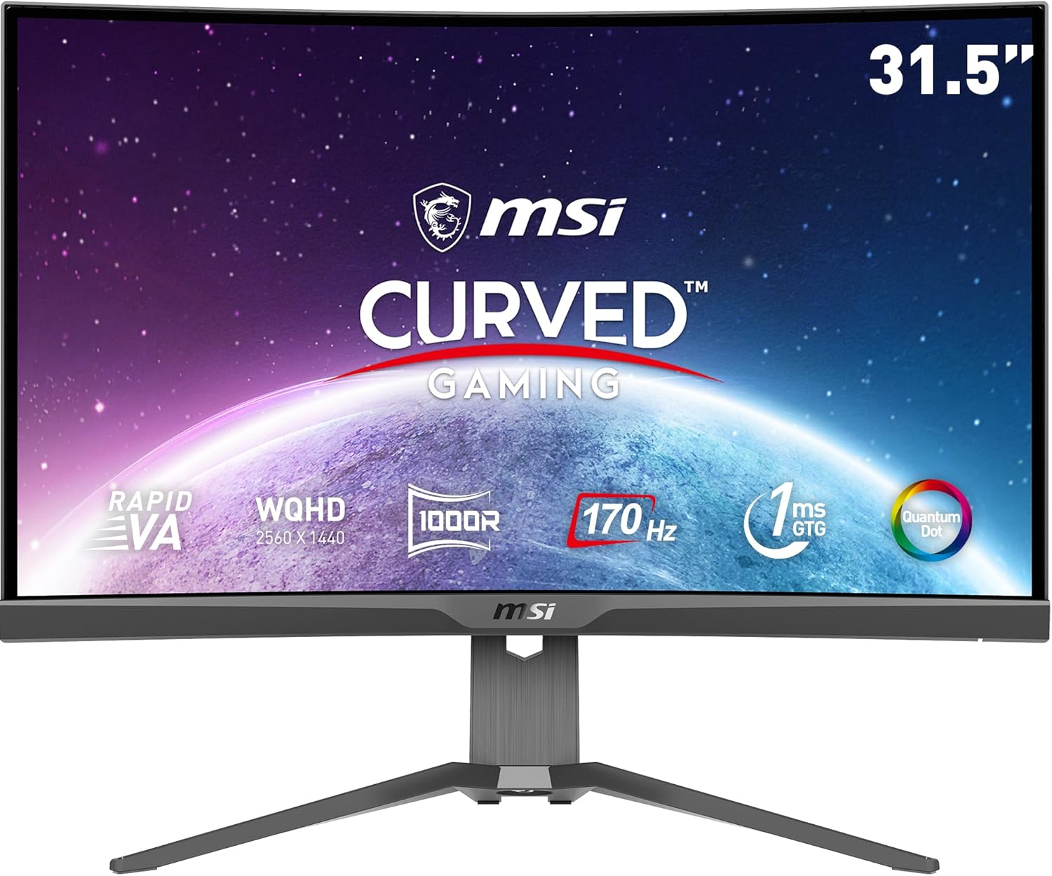 MSI MAG 325CQRF-QD Gaming Monitor 31.5 Inch Rapid VA 2K 170Hz 1Ms Black