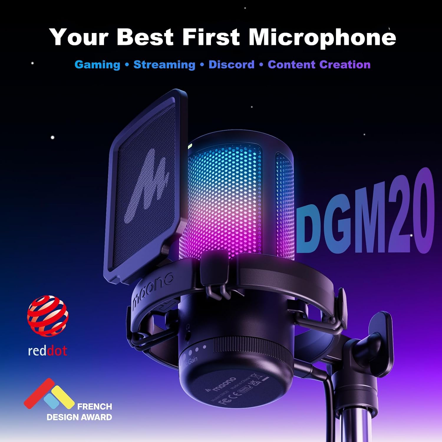MAONO DM20 USB Gaming Microphone with RGB