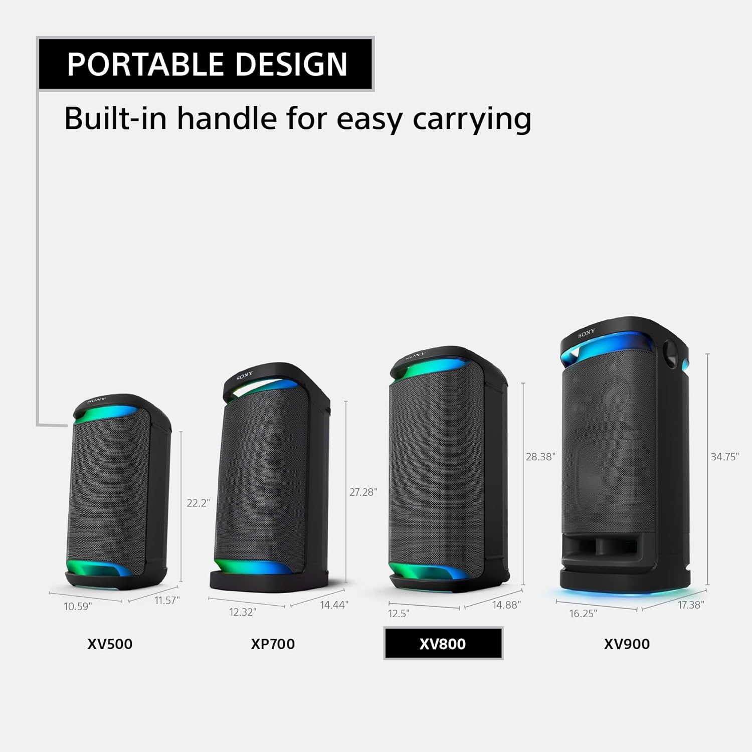 Sony SRS-XV800 X-Series Wireless Portable Bluetooth Karaoke Party Speaker IPX4 Splash-Resistant with