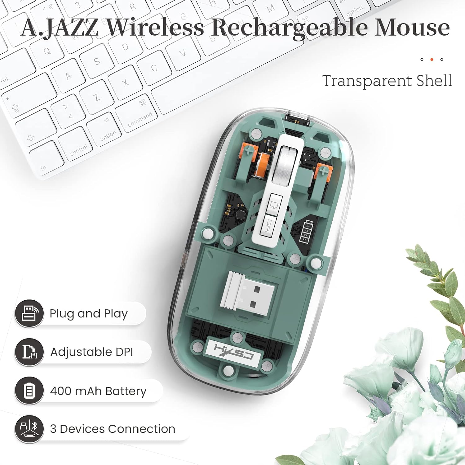 A.JAZZ Wireless Bluetooth Mini Mouse Green