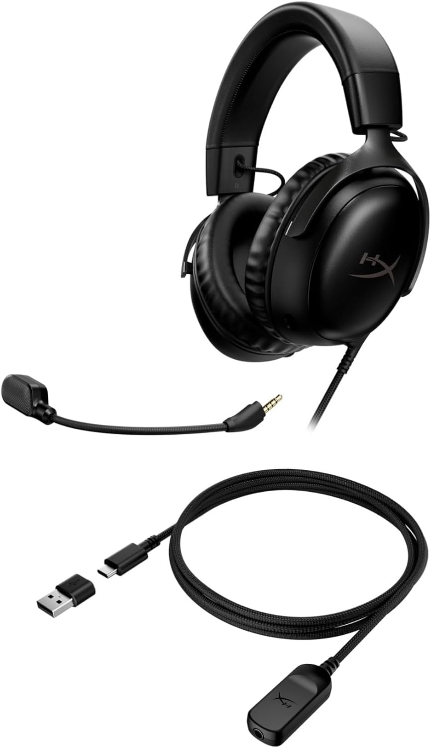 HyperX Cloud III – Wired Gaming Headset, PC, PS5, Xbox Series X S, Angled 53mm Drivers, DTS, Memory