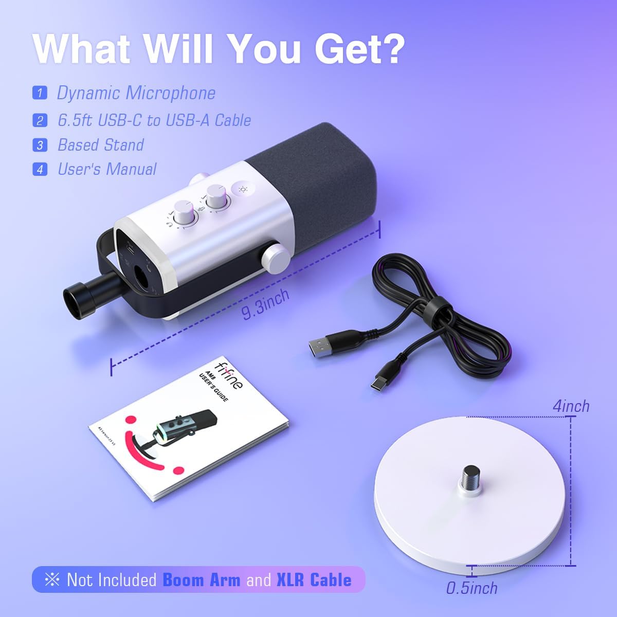 FIFINE XLR/USB Gaming Microphone for Streaming Podcasting, PC Computer RGB Mic for PS4/PS5, with Gai