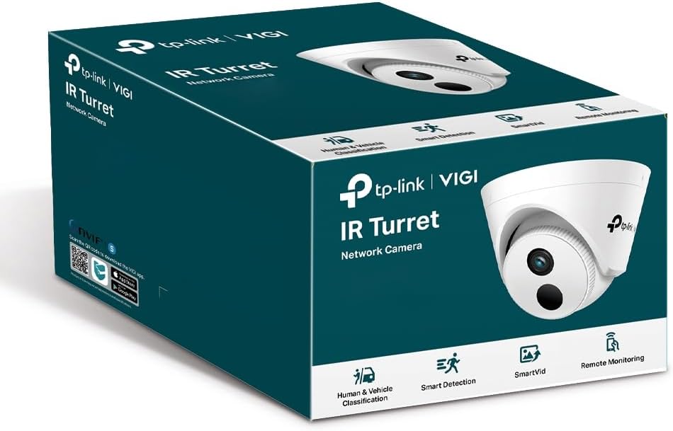 TP-Link VIGI 4MP IR Turret Network Smart Security Camera, Surveillance Camera, Night Vision, AI Dete