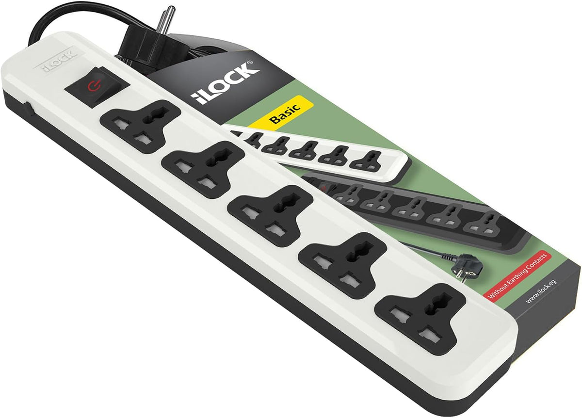 iLOCK Power Strip 5 Outlets White 2M