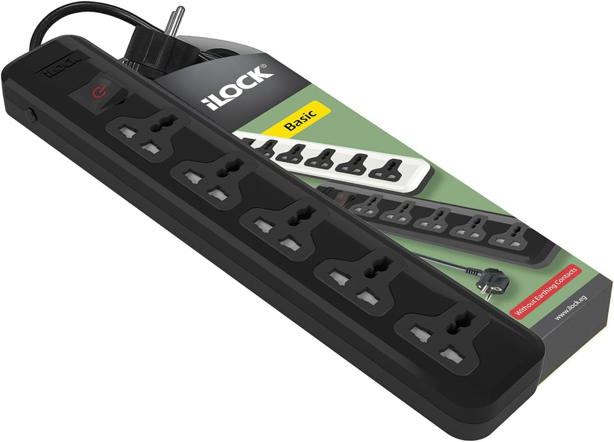 iLOCK Power Strip 5 Universal Outlets 2 Meter