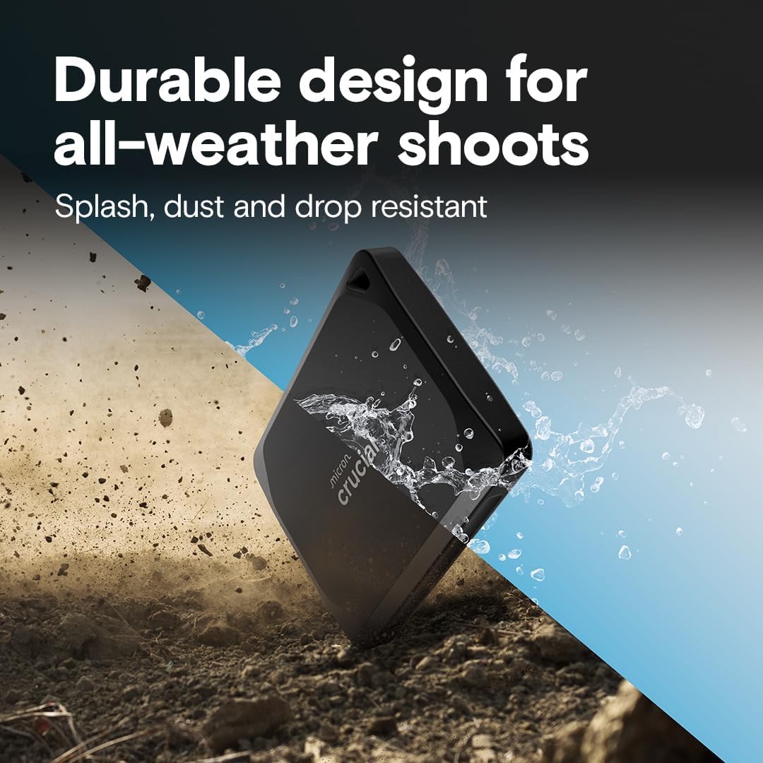 Crucial X10 Pro 1TB Portable SSD - Up to 2100MB/s Read, 2000MB/s Write -Water and dust Resistant, PC
