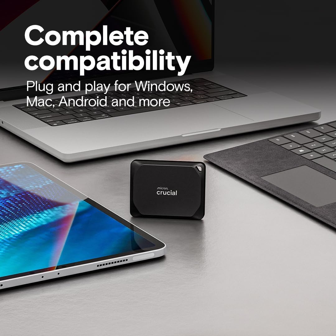 Crucial X10 Pro 2TB Portable SSD, Up to 2100MB/s Read, 2000MB/s Write, USB 3.2 USB-C, External Solid