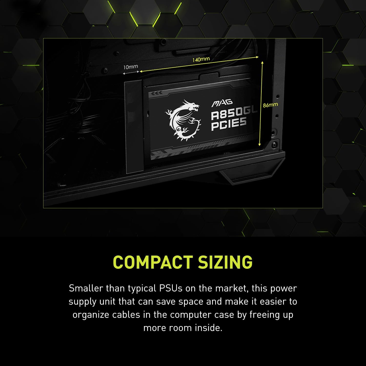 MSI MAG 850W Power Supply 80 Plus Gold - ATX 3.0 PCIe 5.0 Ready - 12VHPWR [MAG A850GL PCIE5]