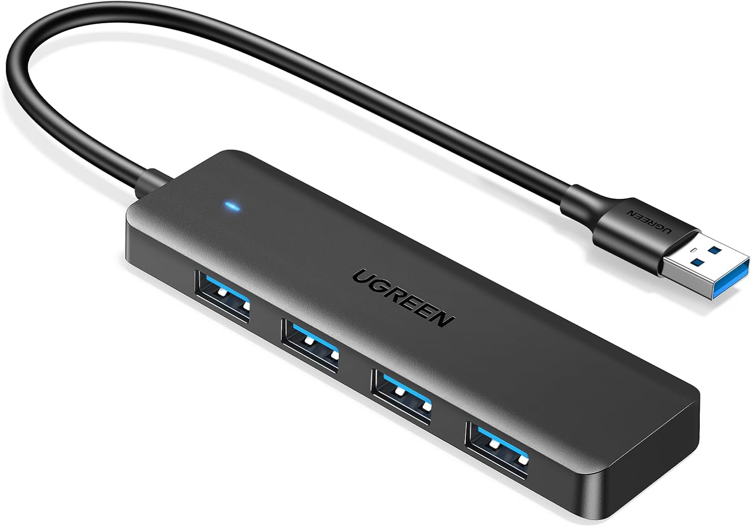 UGREEN Ultra-Slim 4-Port USB 3.0 Hub - High-Speed USB Splitter Expander for Laptop, PC, iMac, Flash Drive, Keyboard, and Mouse - Black
