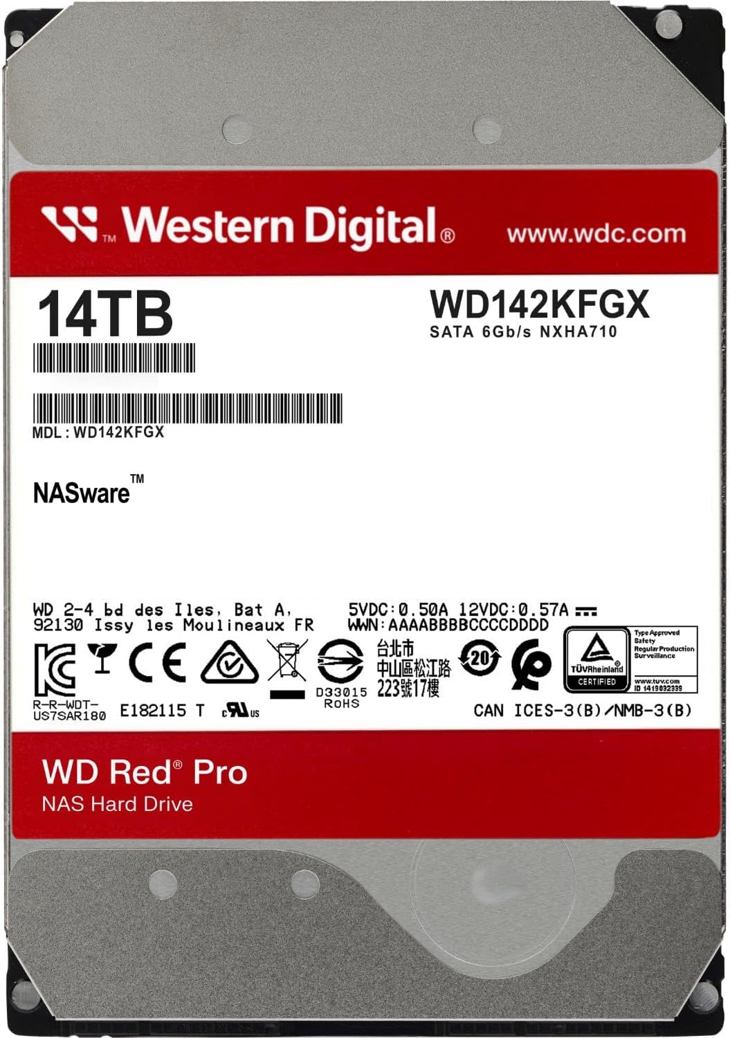 Western Digital WD Red Pro 14TB NAS Hard Drive - Optimized for 24/7 High-Performance Multi-User Envi