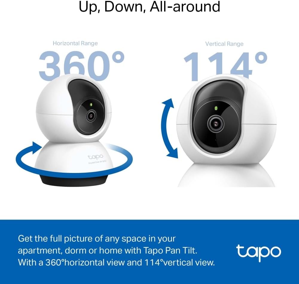 Tapo TP-Link C220 Pan/Tilt Smart AI 2K 4MP QHD 1440p Home Security Wi-Fi Camera Alexa & Google Assis