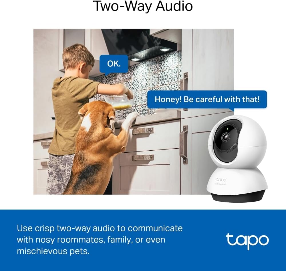 Tapo TP-Link C220 Pan/Tilt Smart AI 2K 4MP QHD 1440p Home Security Wi-Fi Camera Alexa & Google Assis