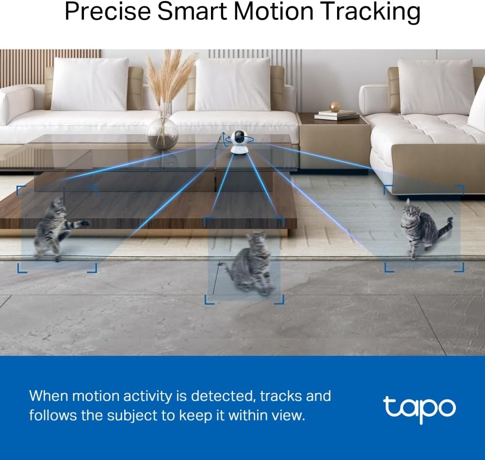 Tapo TP-Link C220 Pan/Tilt Smart AI 2K 4MP QHD 1440p Home Security Wi-Fi Camera Alexa & Google Assis