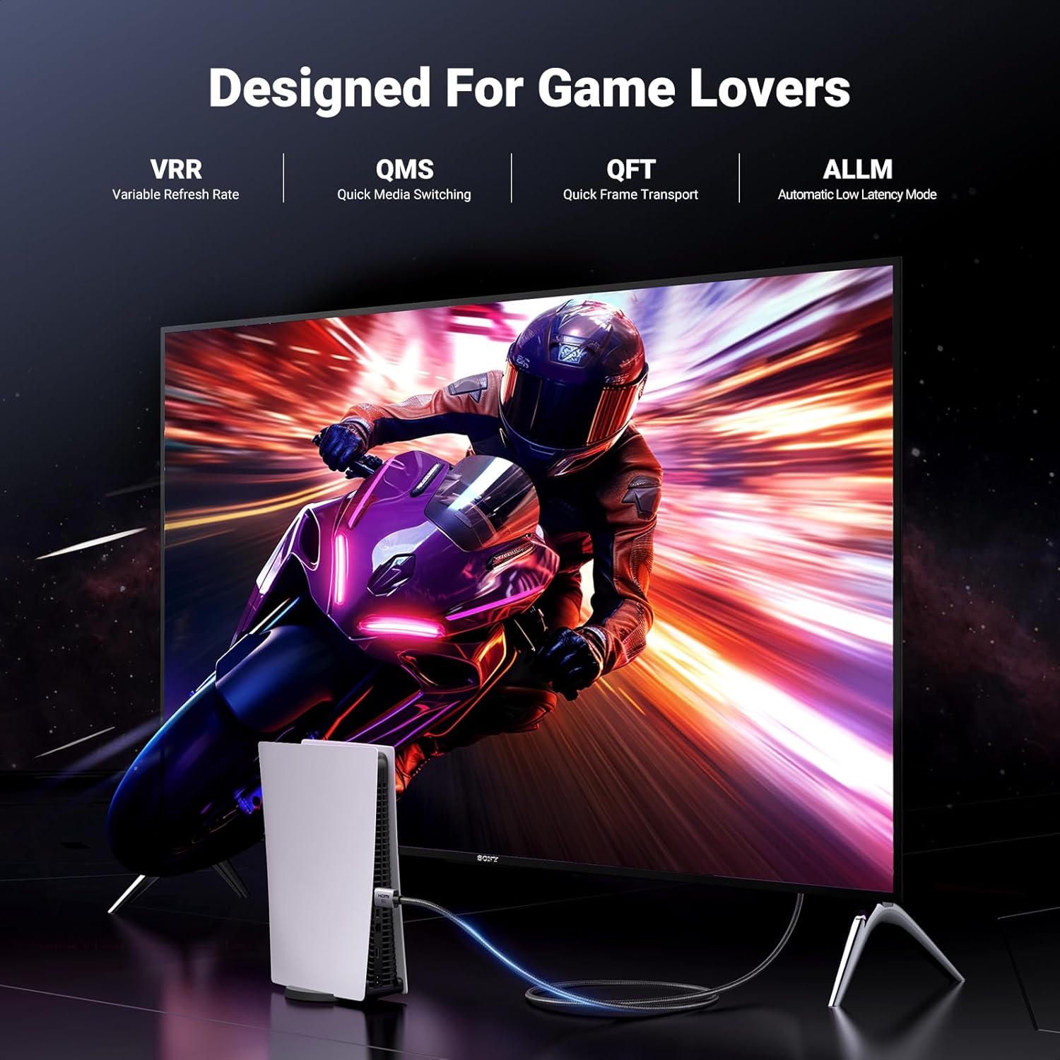 UGREEN HDMI 2.1 Cable 3M Certified Ultra High Speed 48Gbps 8K 4K@120Hz 144Hz 240Hz Video Cord Support eARC HDR VRR Dolby Vision Atmos HDCP 2.3 Compatible with PS5 Xbox Laptop PC TV Soundbar Monitor