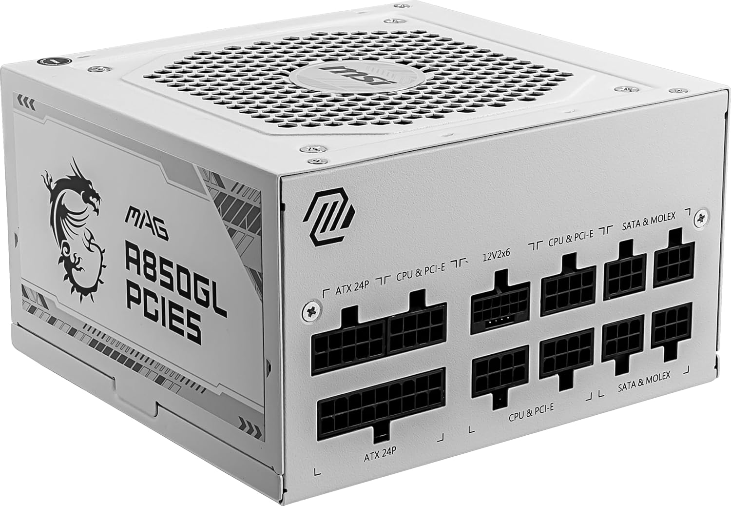 MSI 850W ATX Fully Modular Power Supply - MAG A850GL PCIE5 White - (Active PFC/80 PLUS Gold)