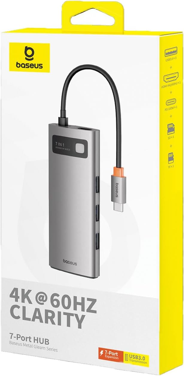 Baseus 7-in-1 USB-C to HDMI 4K Hub Grey