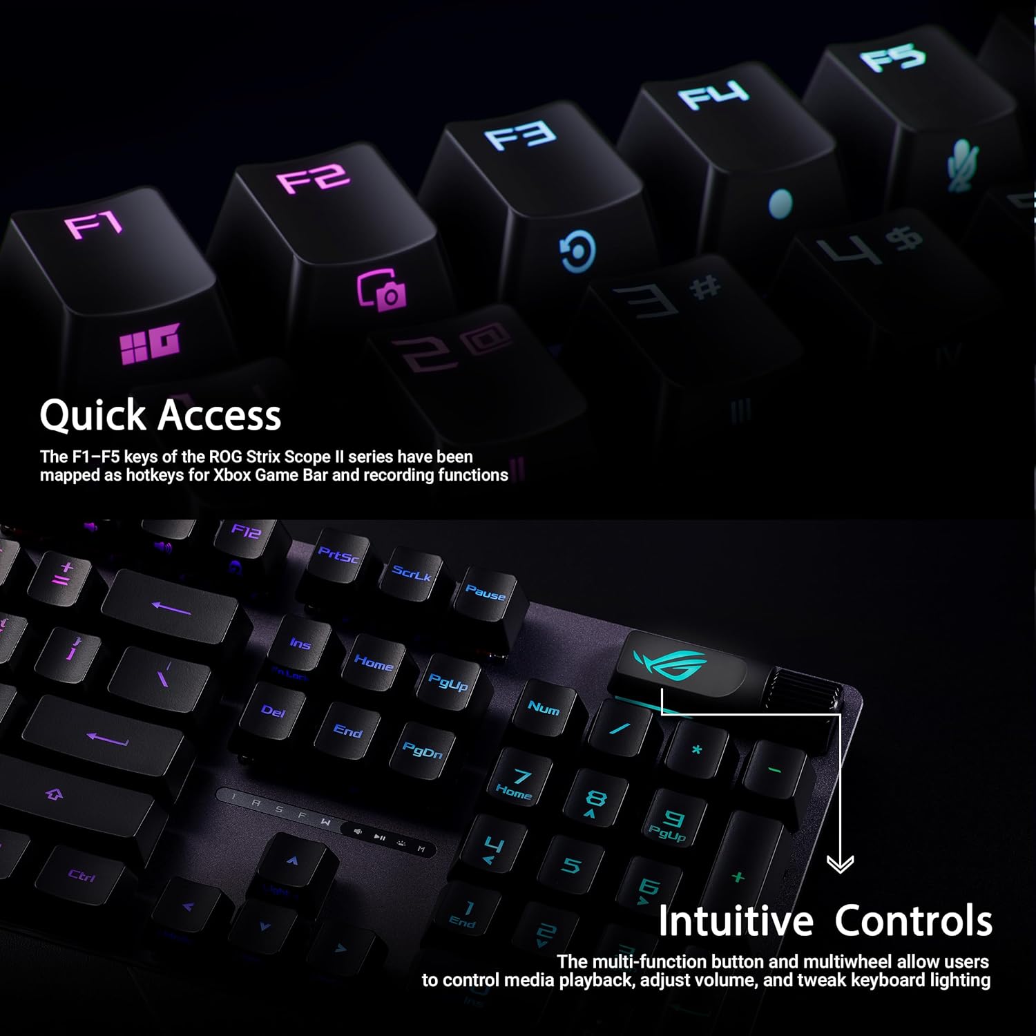 ASUS ROG Strix Scope II RX Gaming Keyboard, IP57, Dampening Foam, Pre-lubed ROG RX Red Optical Switc