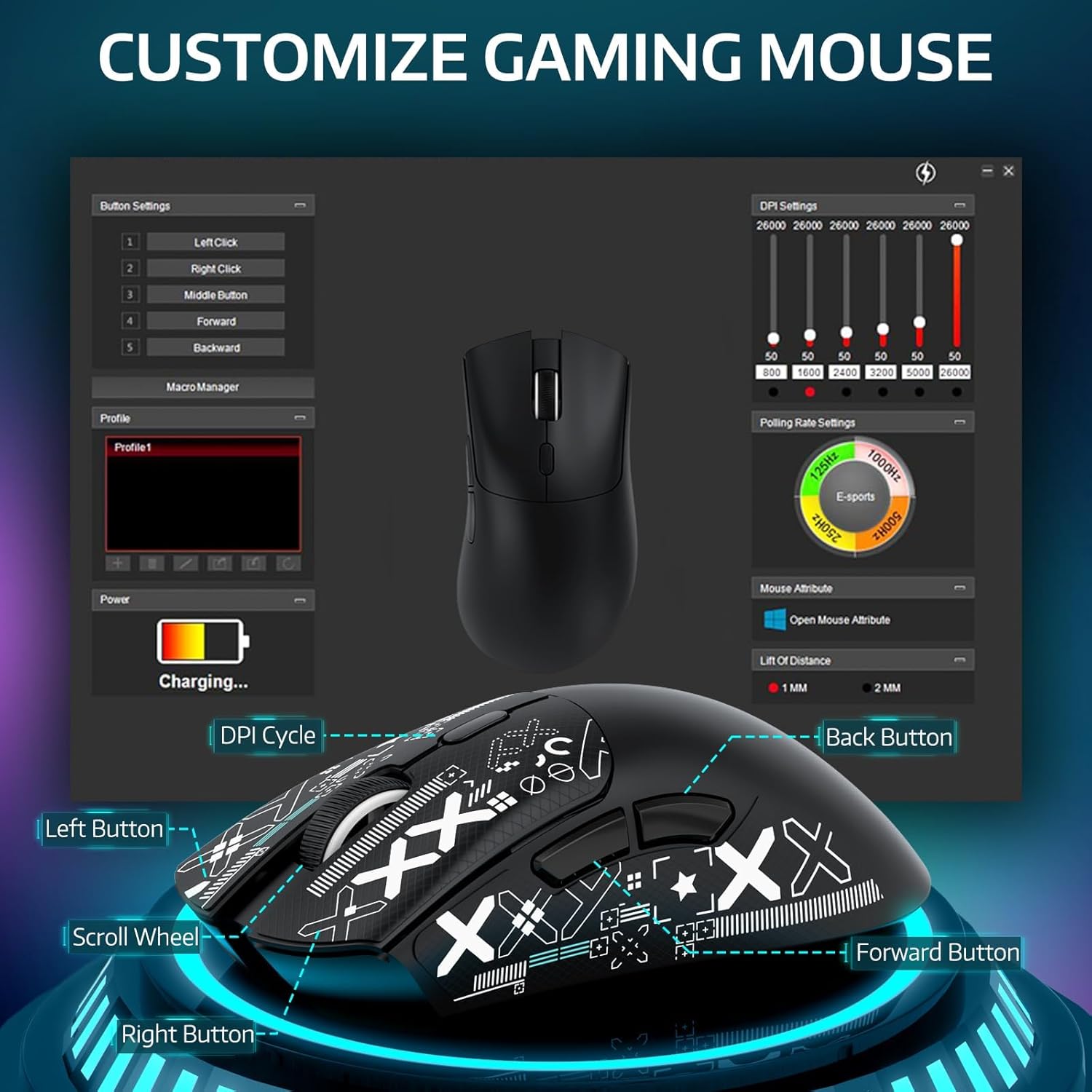 ATTACK SHARK R1 Lightweight Wireless Gaming Mouse with Anti Slip Mouse Grip Tape