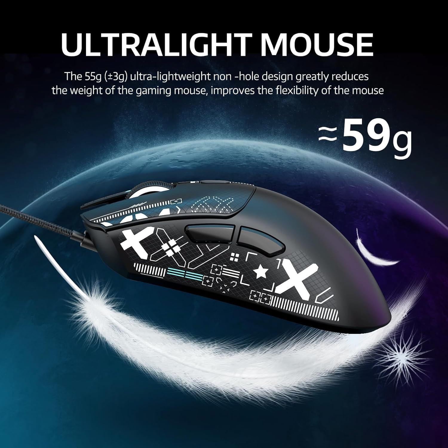 ATTACK SHARK R1 Lightweight Wireless Gaming Mouse with Anti Slip Mouse Grip Tape