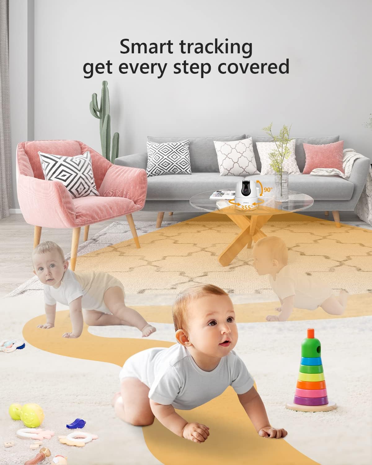 Imou Ranger 2C 2K Home Security Camera 360° Indoor Wi-Fi Surveillance Camera With AI Human Detection Motion Tracking Two-Way Talk IR Night Vision & Siren For Baby Pet