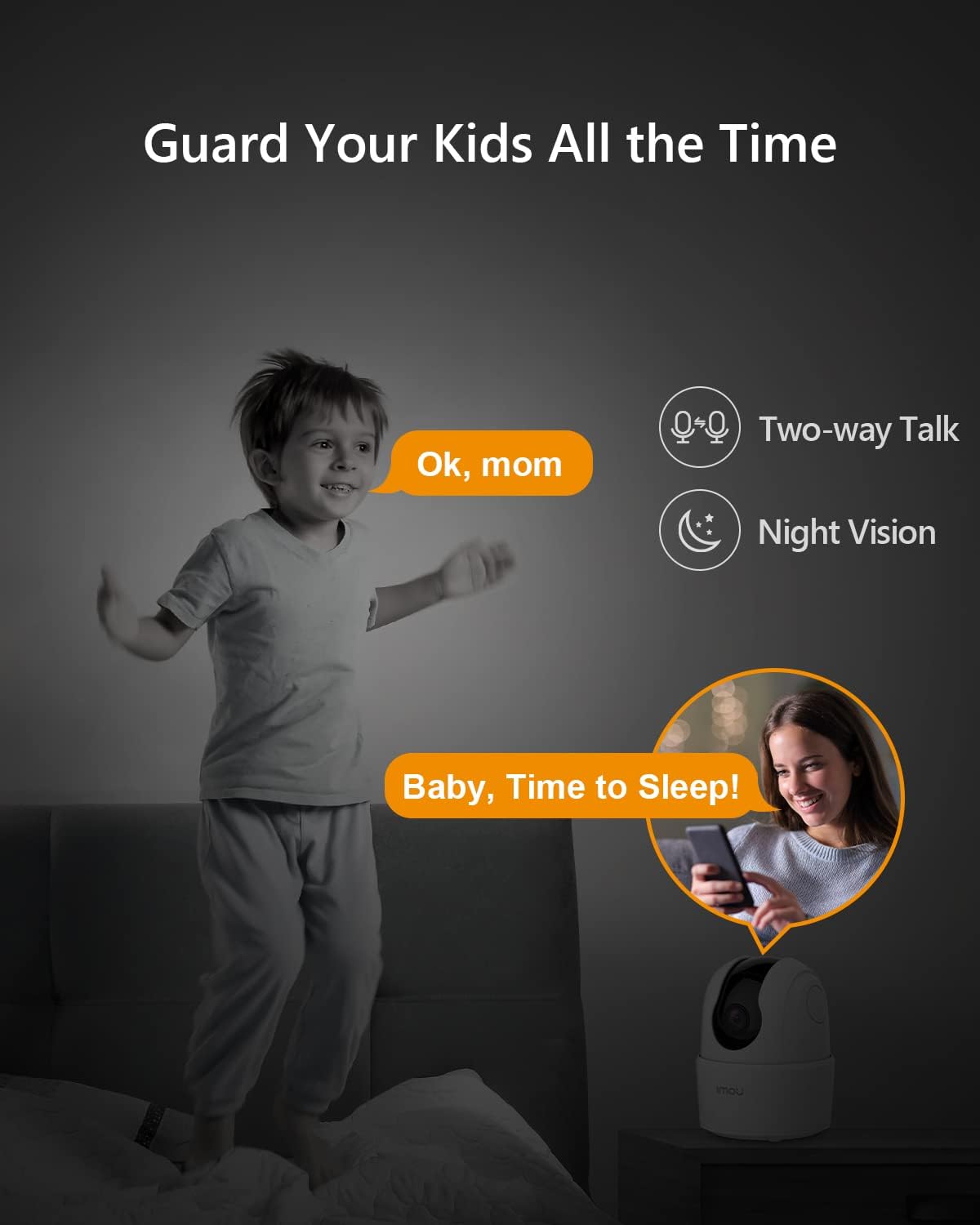 Imou Ranger 2C 2K Home Security Camera 360° Indoor Wi-Fi Surveillance Camera With AI Human Detection Motion Tracking Two-Way Talk IR Night Vision & Siren For Baby Pet