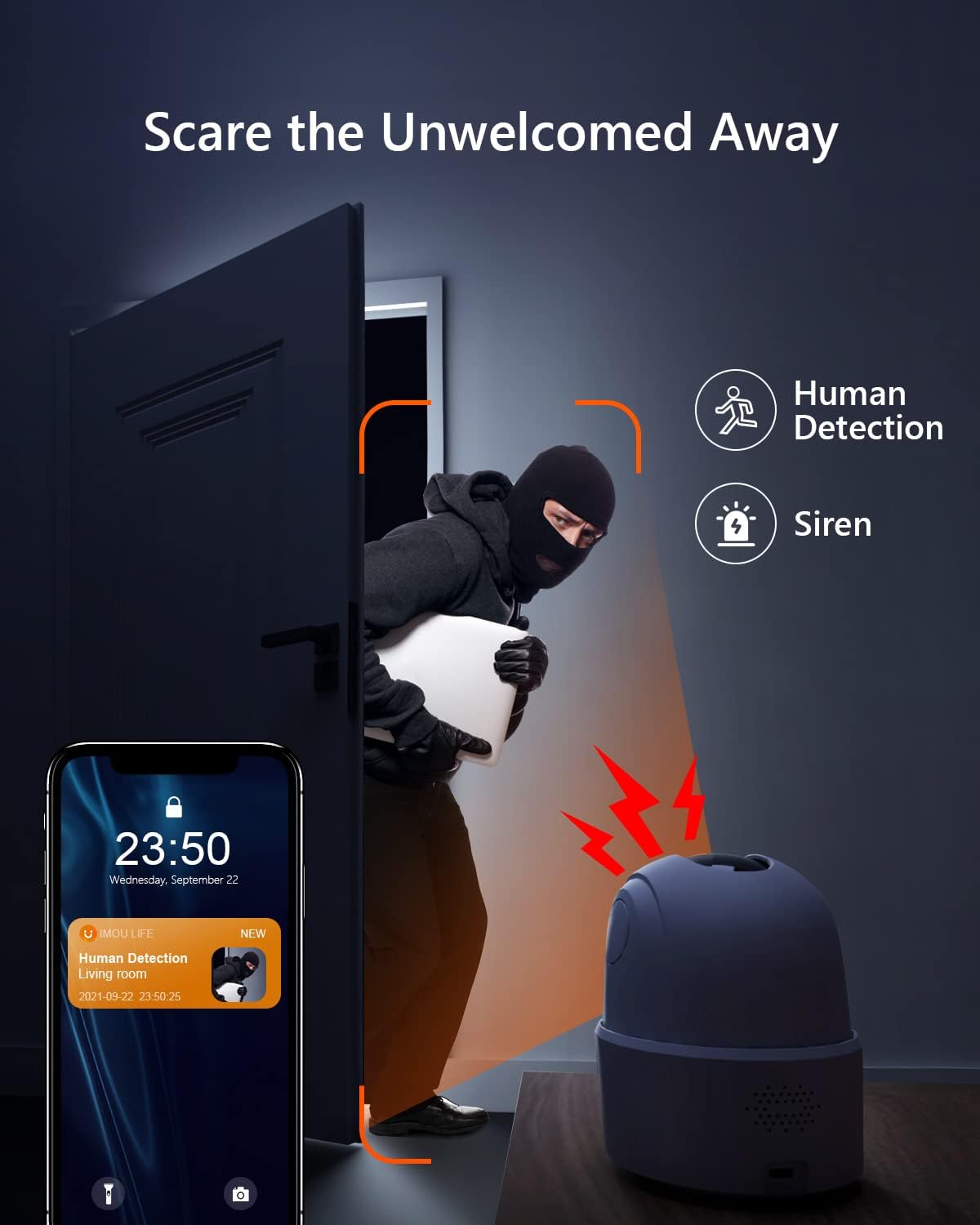 Imou Ranger 2C 2K Home Security Camera 360° Indoor Wi-Fi Surveillance Camera With AI Human Detection Motion Tracking Two-Way Talk IR Night Vision & Siren For Baby Pet