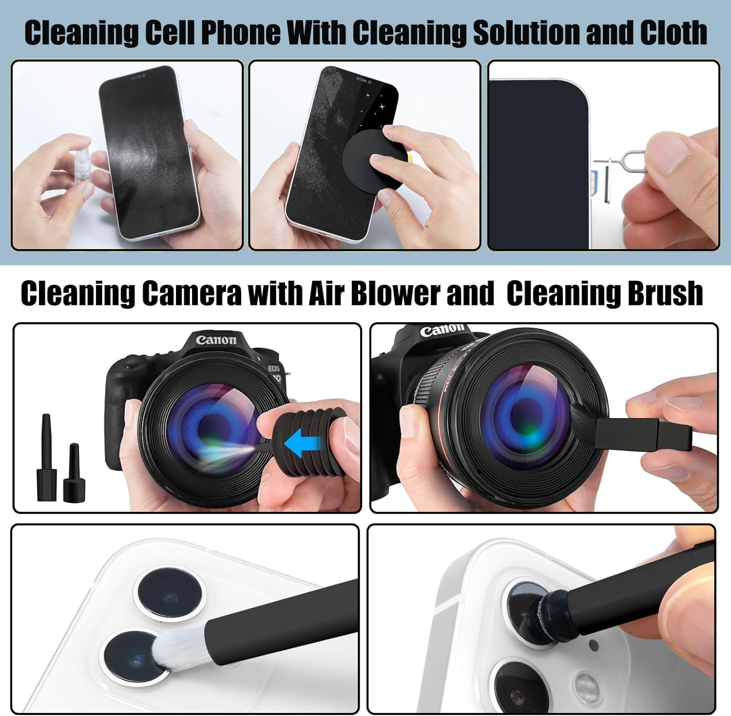 20-in-1 Electronic Cleaner Kit Multi-Function Keyboard & Laptop Cleaner Kit For Monitor Cell Phone Bluetooth Earbuds AirPods Camera Lens (Black)