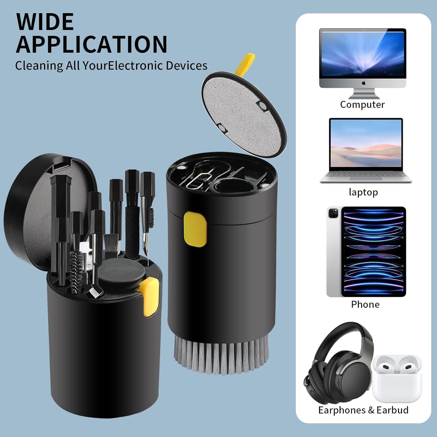 20-in-1 Electronic Cleaner Kit Multi-Function Keyboard & Laptop Cleaner Kit For Monitor Cell Phone Bluetooth Earbuds AirPods Camera Lens (Black)