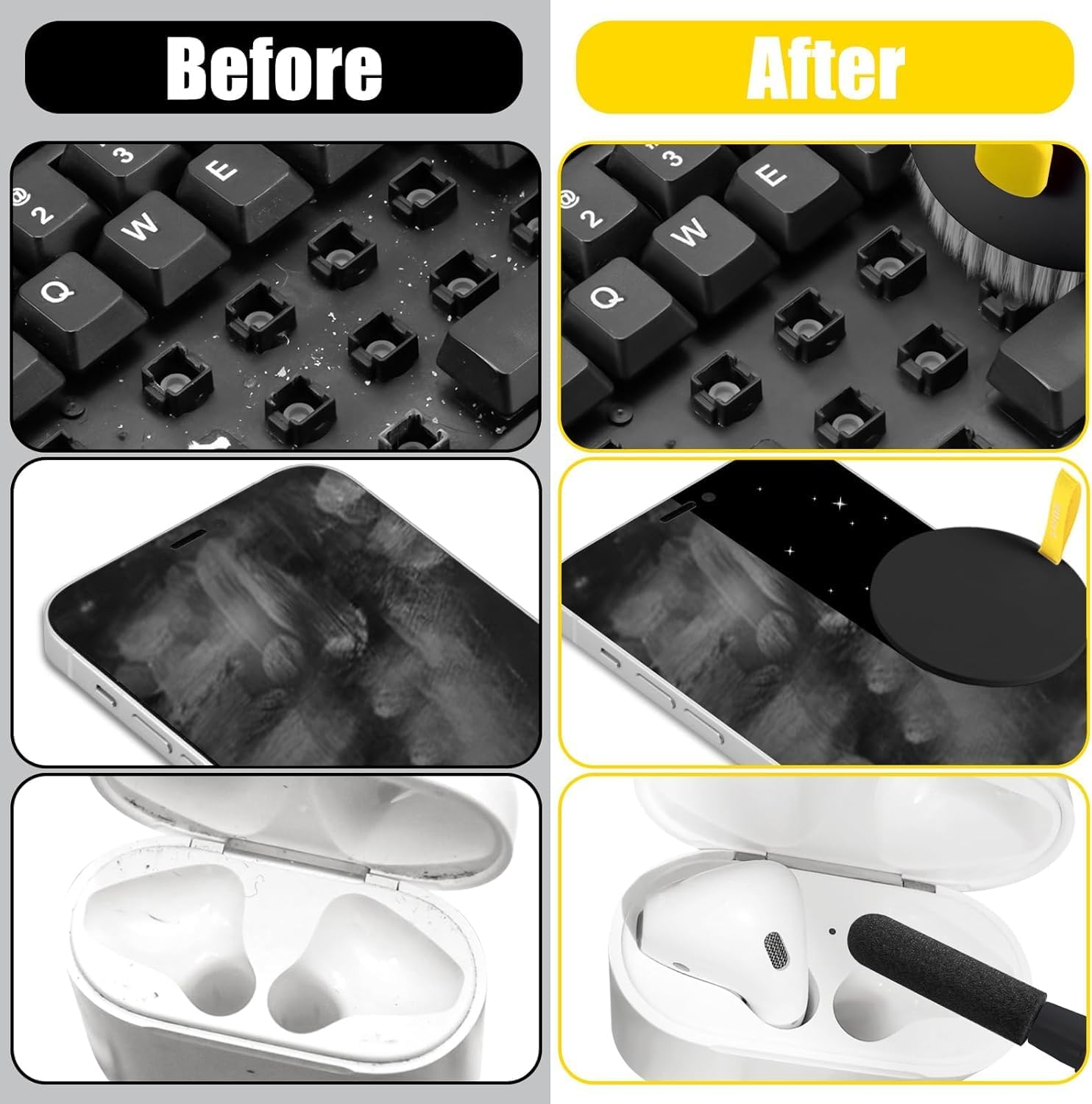 20-in-1 Electronic Cleaner Kit Multi-Function Keyboard & Laptop Cleaner Kit For Monitor Cell Phone Bluetooth Earbuds AirPods Camera Lens (Black)