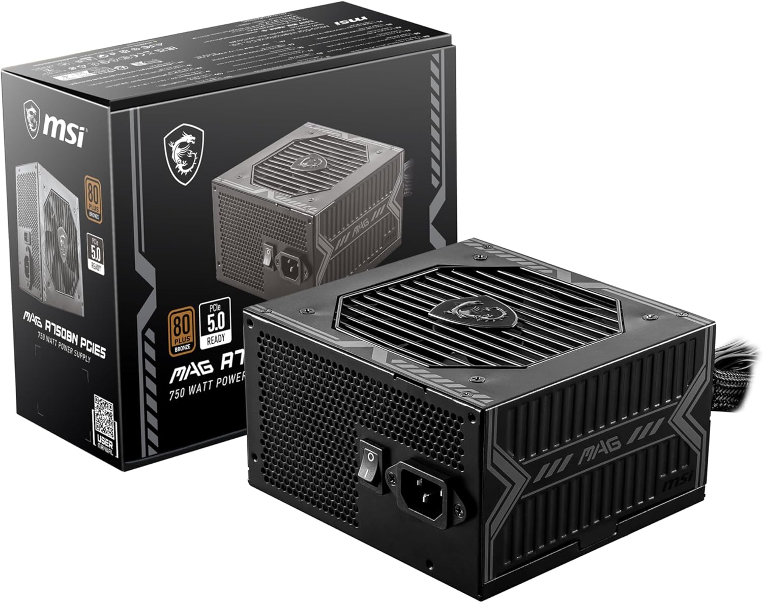 MSI MAG A750BN PCIE 5 750W Gaming Power Supply 80 Plus Bronze Certified ATX PSU PCIE 5.0